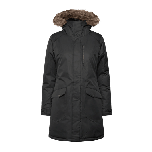 COLUMBIA WOMEN'S SUTTLE MOUNTAIN LONG INSULATED JACKET - BLACK - FRONT VIEW