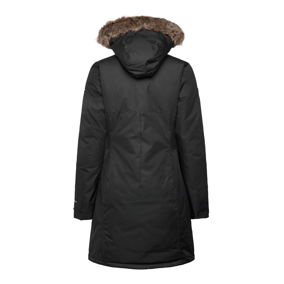 COLUMBIA WOMEN'S SUTTLE MOUNTAIN LONG INSULATED JACKET - BLACK - BACK VIEW