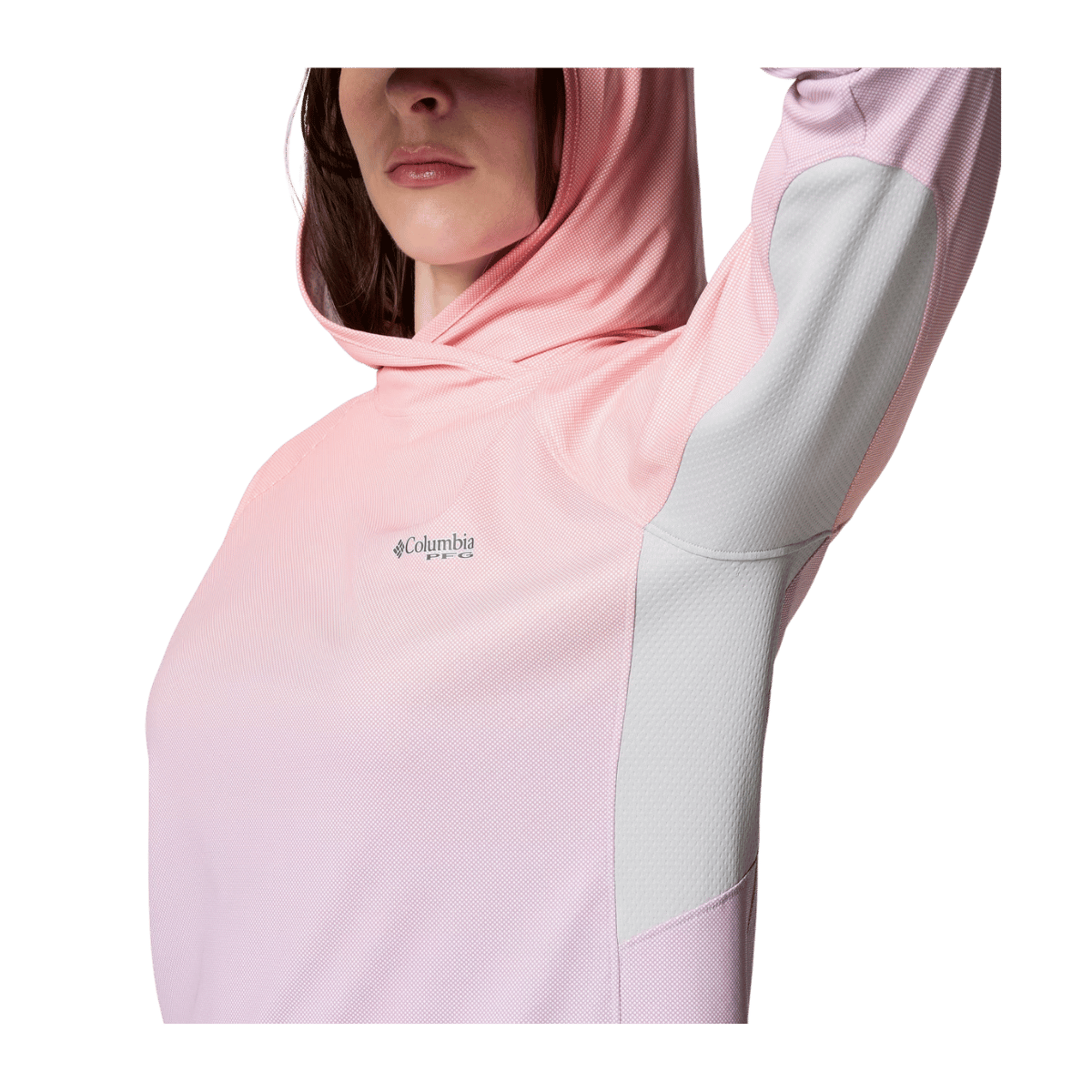 COLUMBIA WOMEN'S TIDAL DEFLECTOR ZERO HOODIE - HYDRANGEA - CLOSE-UP VIEW