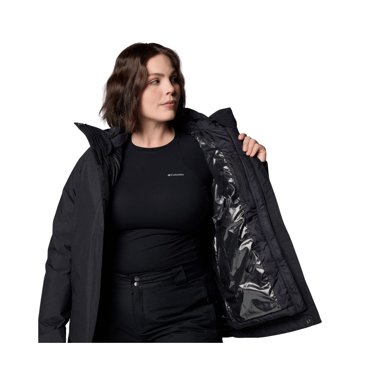 COLUMBIA WOMEN'S WHIRLIBIRD V INTERCHANGE JACKET - PLUS SIZE - BLACK - INNER VIEW