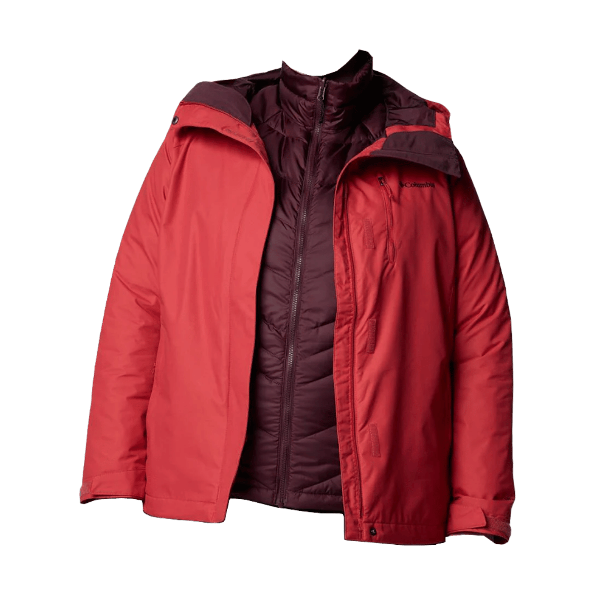COLUMBIA WOMEN'S WHIRLIBIRD V INTERCHANGE JACKET - PLUS SIZE - DARE DEVIL - FRONT INNER VIEW