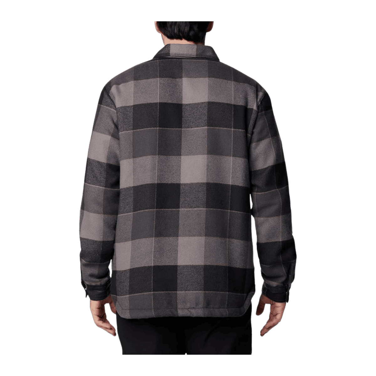 COLUMBIA MEN'S WINDWARD II SHIRT JACKET - BLACK MULTI WINDOWPANE - BACK VIEW