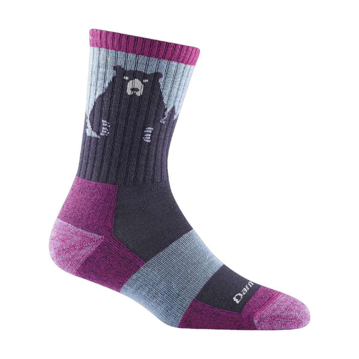DARN TOUGH WOMEN'S BEAR TOWN MICRO CREW LIGHTWEIGHT SOCKS PURPLE