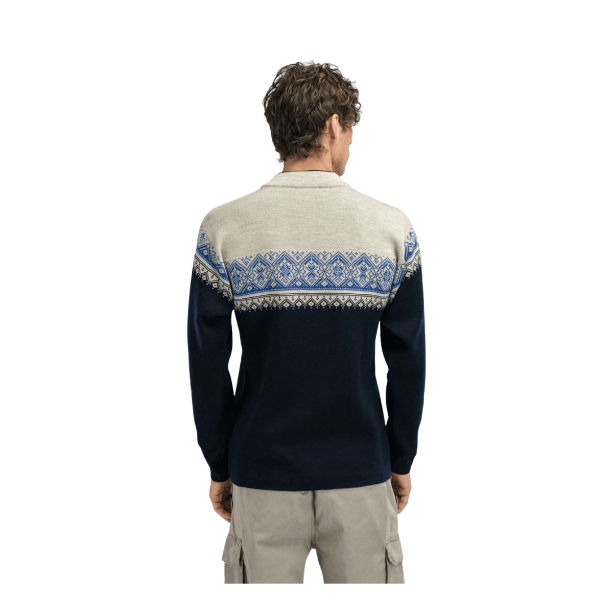 DALE OF NORWAY MEN'S MORITZ SWEATER - MARINE SANDSTONE - BACK VIEW