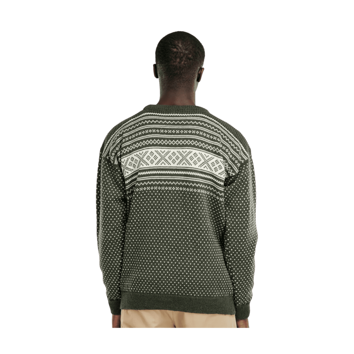 DALE OF NORWAY MEN'S VALLØY SWEATER - DARK GREEN/OFF WHITE - BACK VIEW