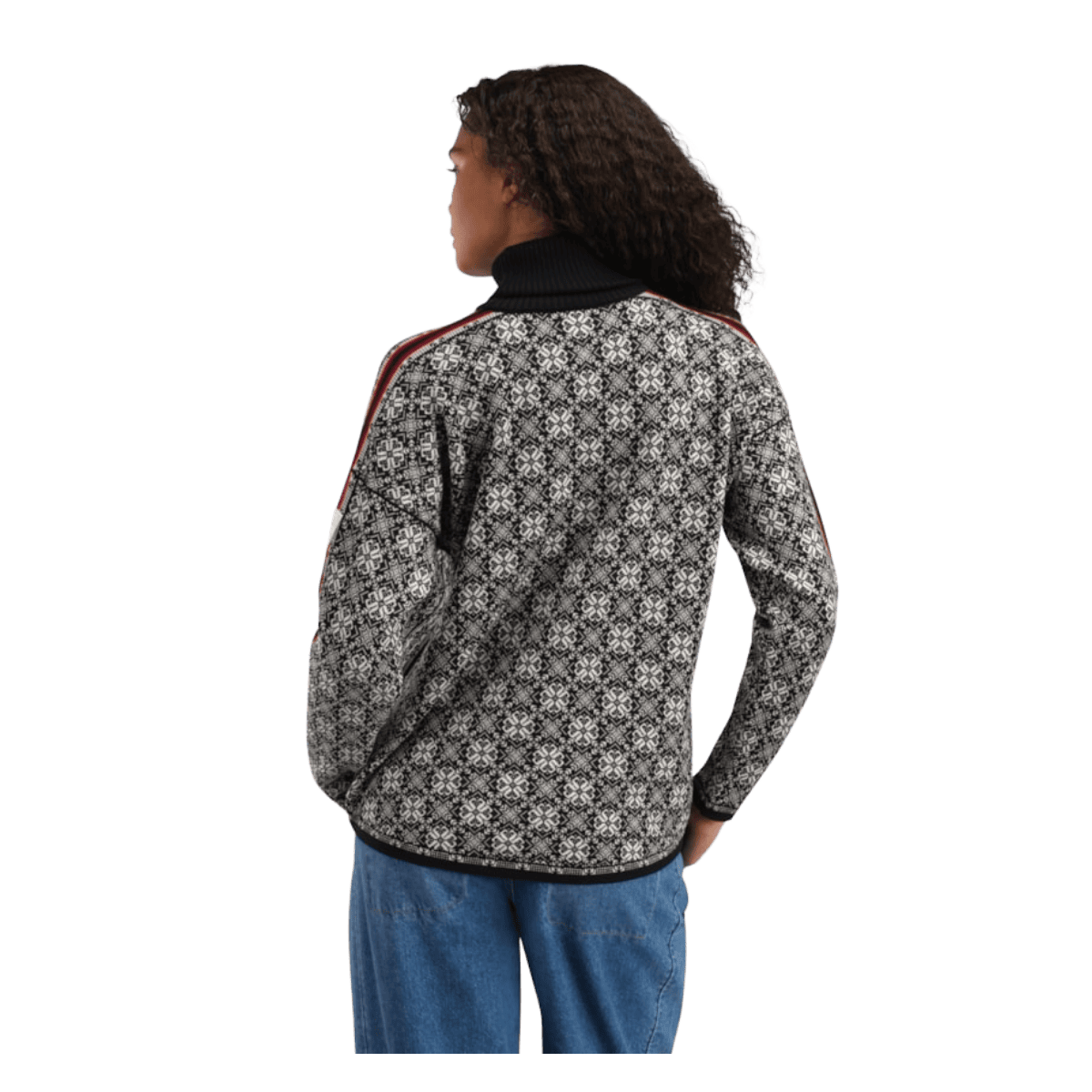 DALE OF NORWAY WOMEN'S FIRDA SWEATER - BLACK OFF WHITE - BACK VIEW