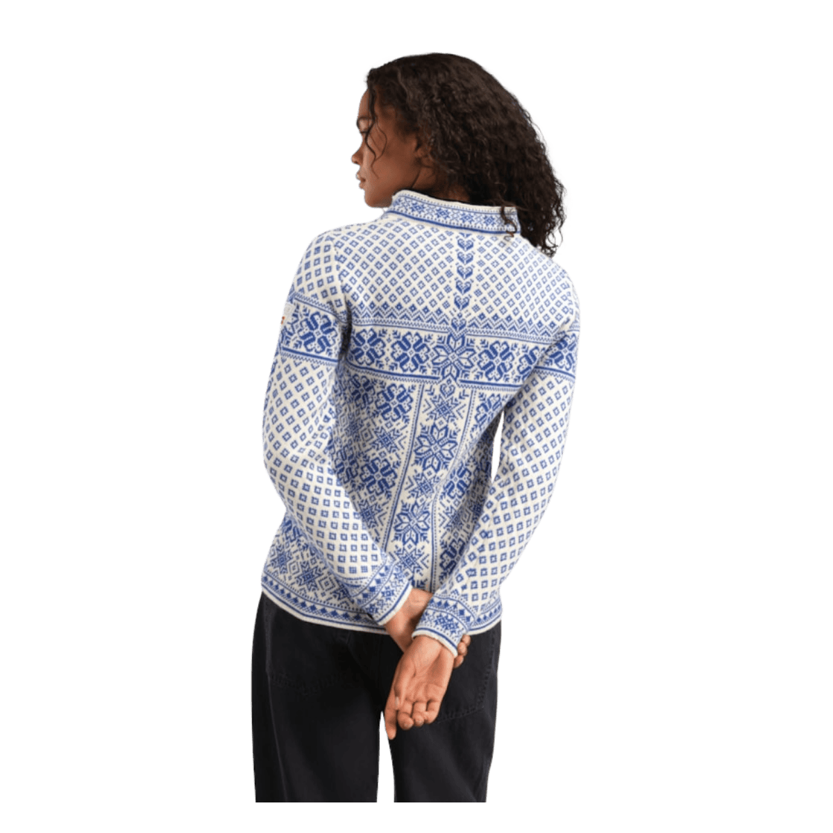 DALE OF NORWAY WOMEN'S PEACE SWEATER - OFF WHTE/ULTRAMARINE - BACK VIEW