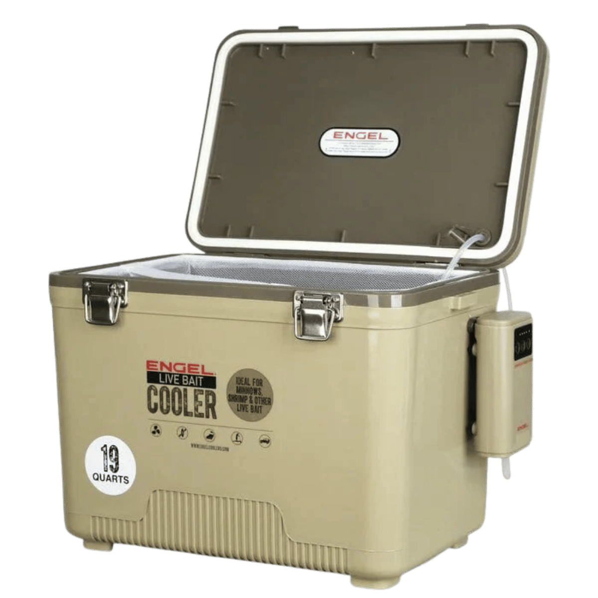 ENGEL 19 QUARTS PRO LIVE BAIT COOLER W/ NET - TAN