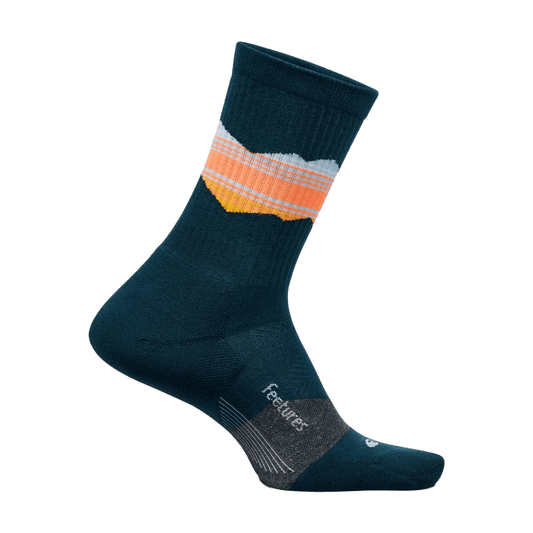 FEETURES TRAIL MINI CREW MAX CUSHION SOCKS BLUE RIDGE NAVY
