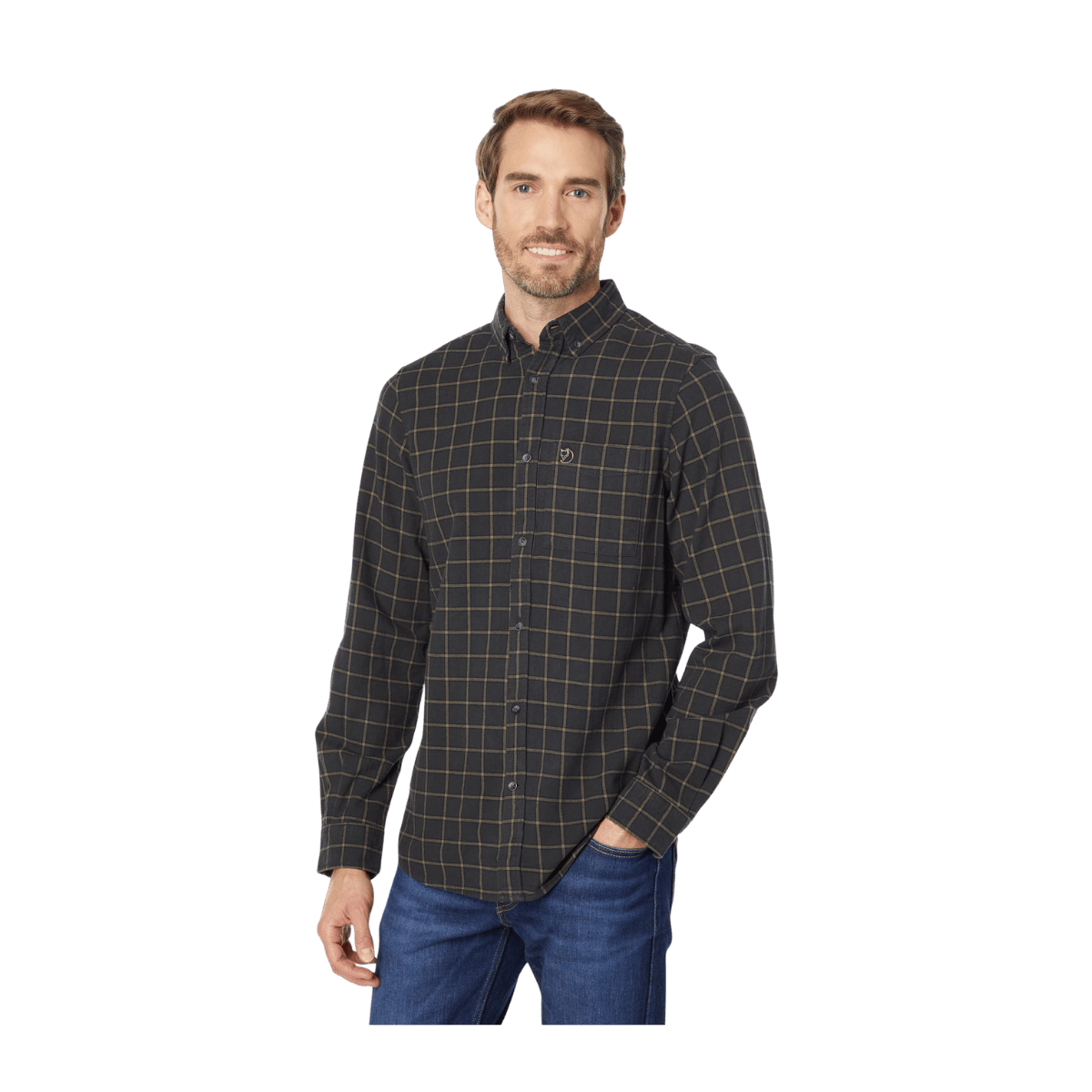 FJALLRAVEN ÖVIK COTTON FLANNEL SHIRT - DARK GREY