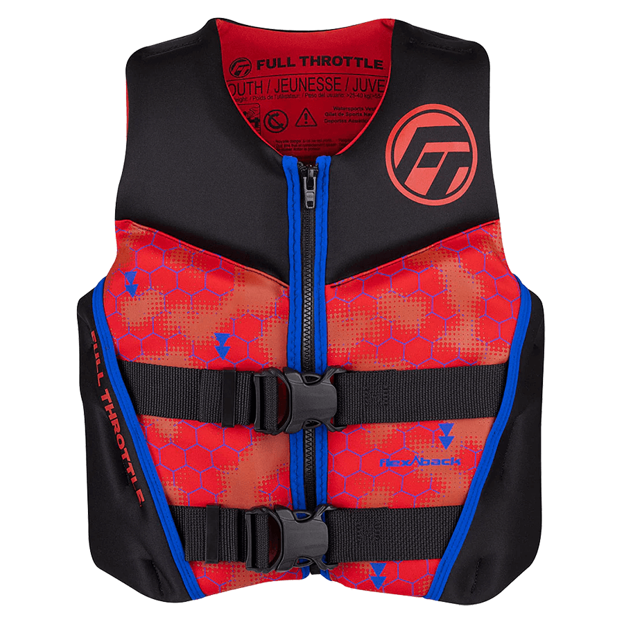 FULL THROTTLE YOUTH RAPID-DRY FLEX-BACK LIFE JACKET - RED