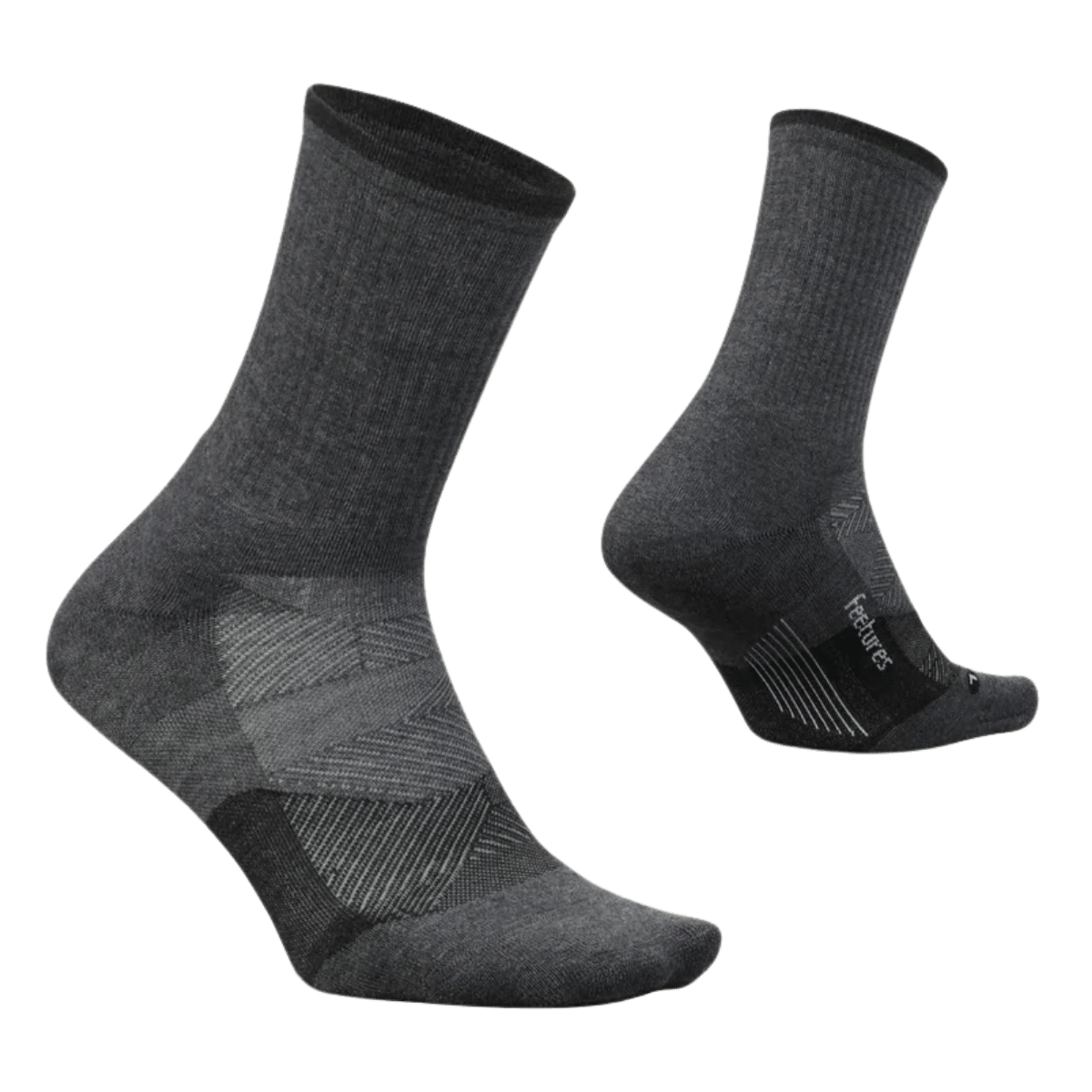 FEETURES ELITE TRAIL MINI CREW MAX CUSHION SOCKS GRAY