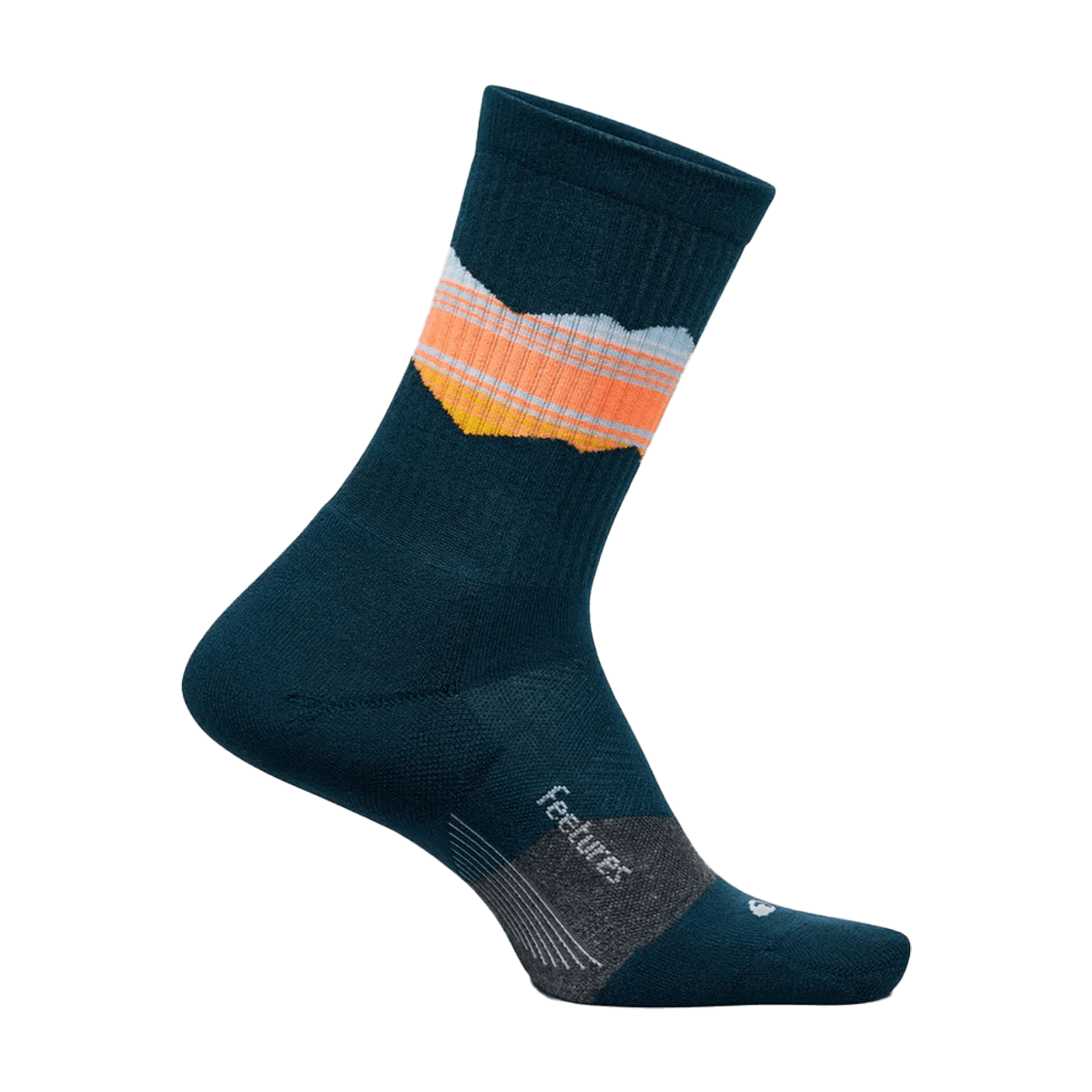 FEETURES TRAIL MINI CREW MAX CUSHION SOCKS BLUE RIDGE NAVY