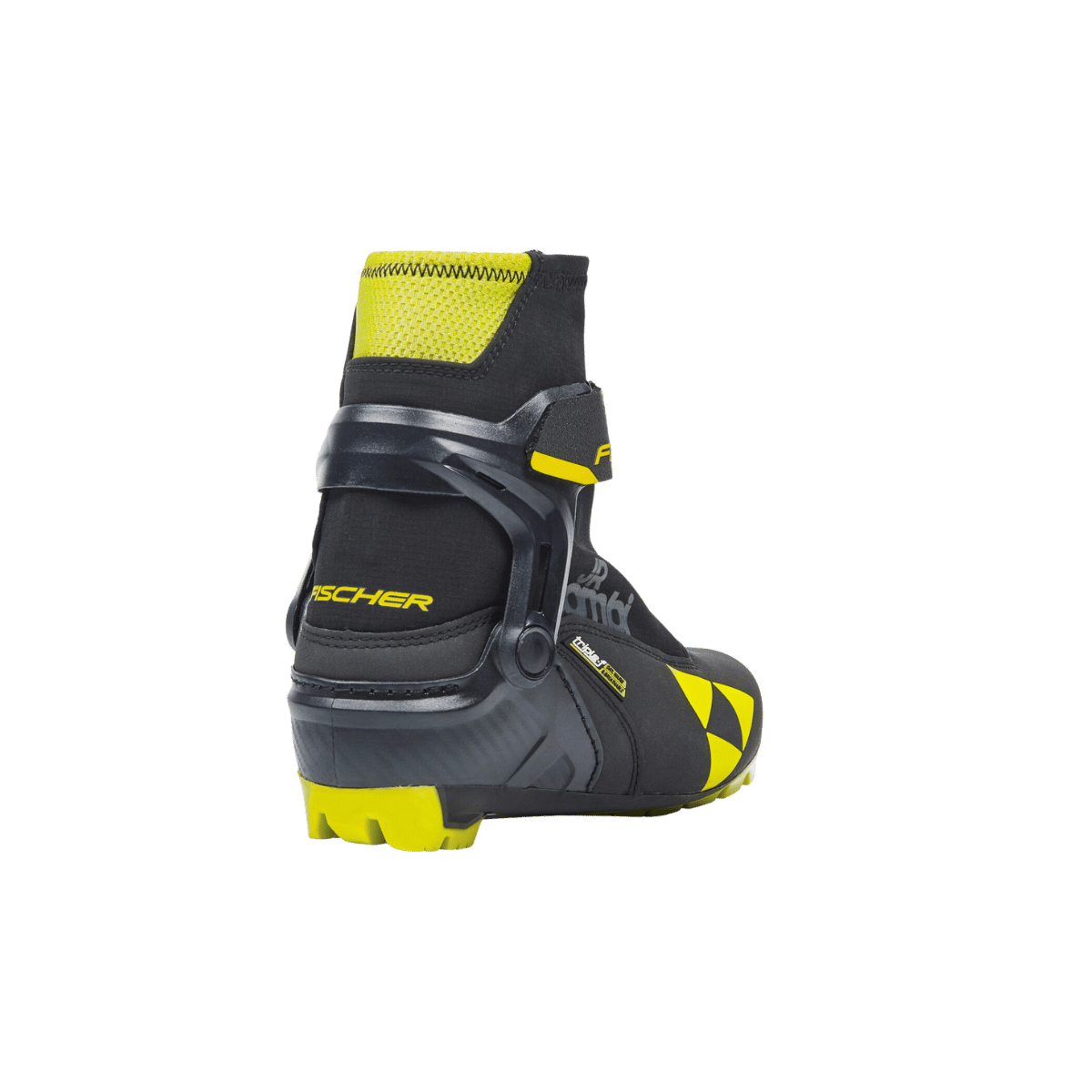 FISCHER SKIS JUNIOR COMBI BOOT 22/23 - BLACK/YELLOW - BACK VIEW