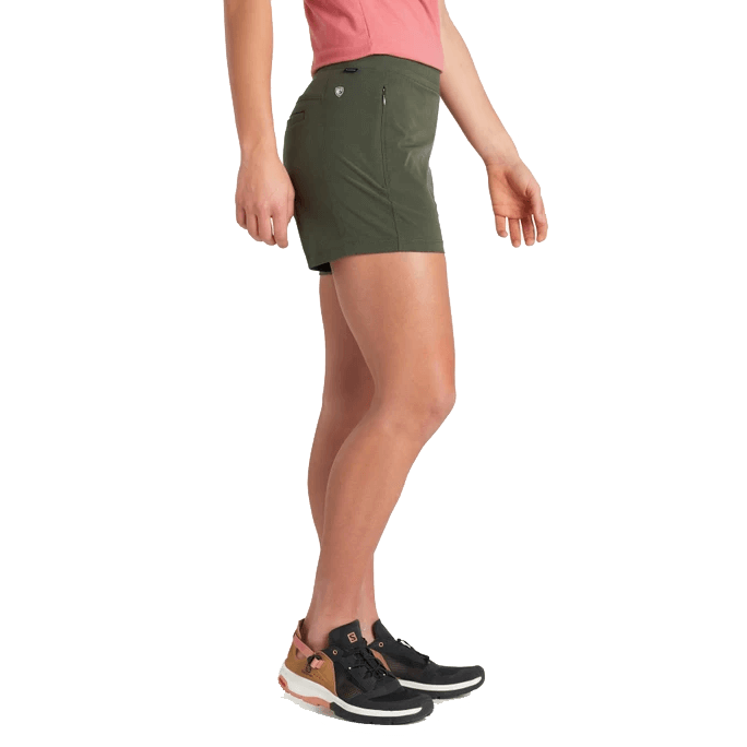 KUHL WOMEN'S FREEFLEX SHORT 8" INSEAM - DARK MOSS SIDE