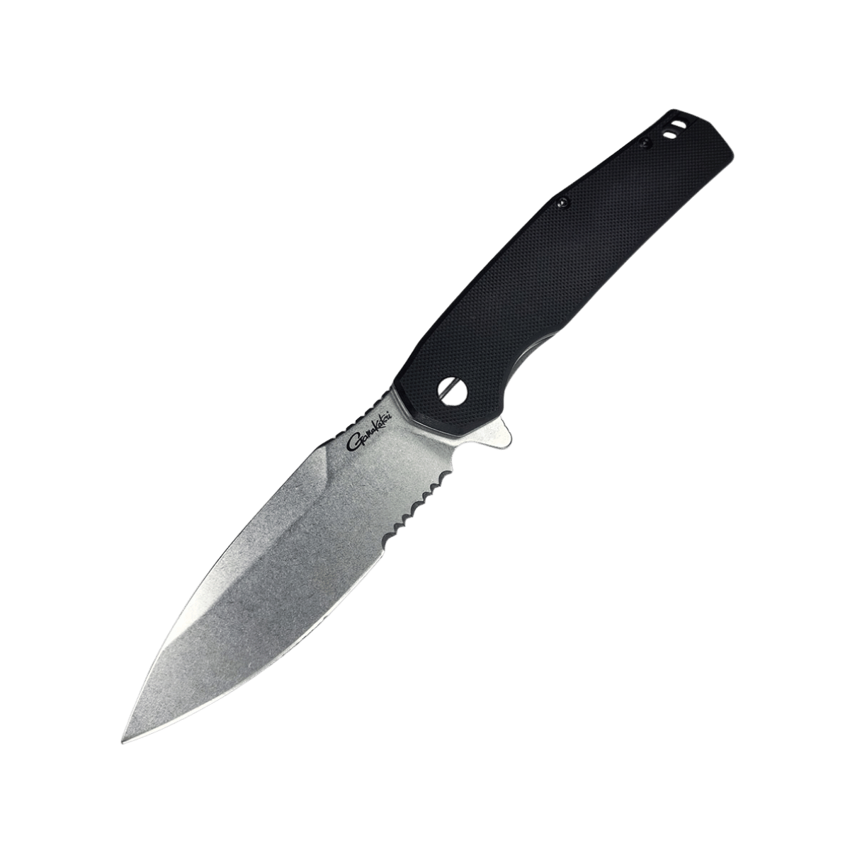 GAMAKATSU EDC KNIFE BLK/STONEWASH SS BLACK HANDLE