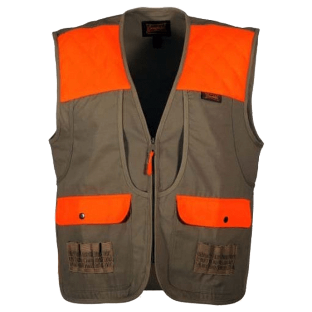 GAMEHIDE SHELTERBELT MID WEIGHT UPLAND HUNTING VEST - KHAKI/BLAZE ORANGE