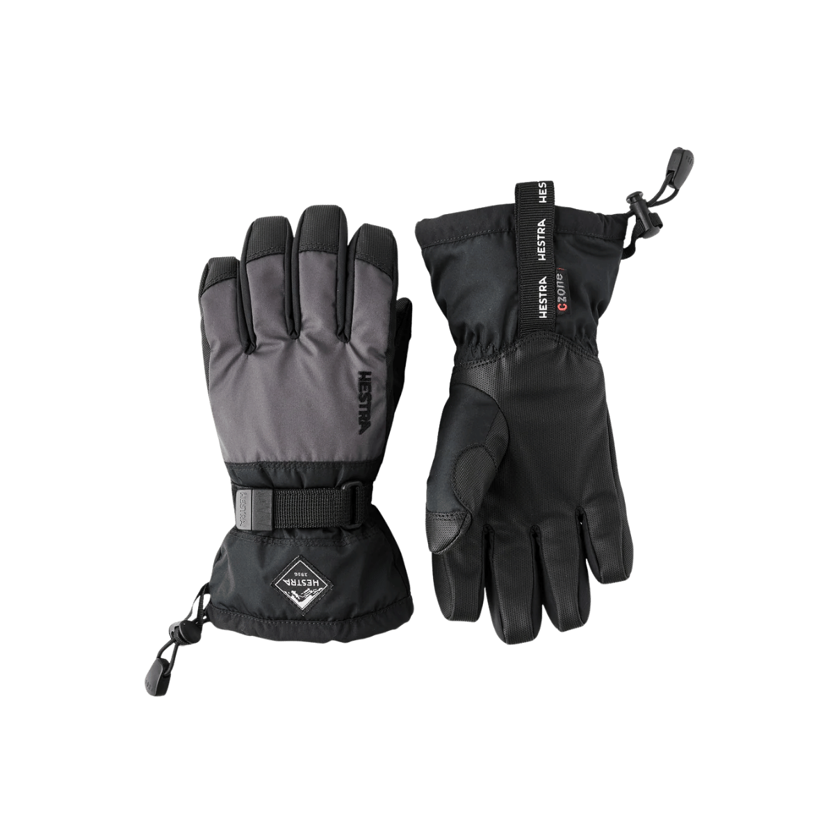 HESTRA YTH GAUNTLET CZONE JR 5 FINGER - GRAPHITE/BLACK