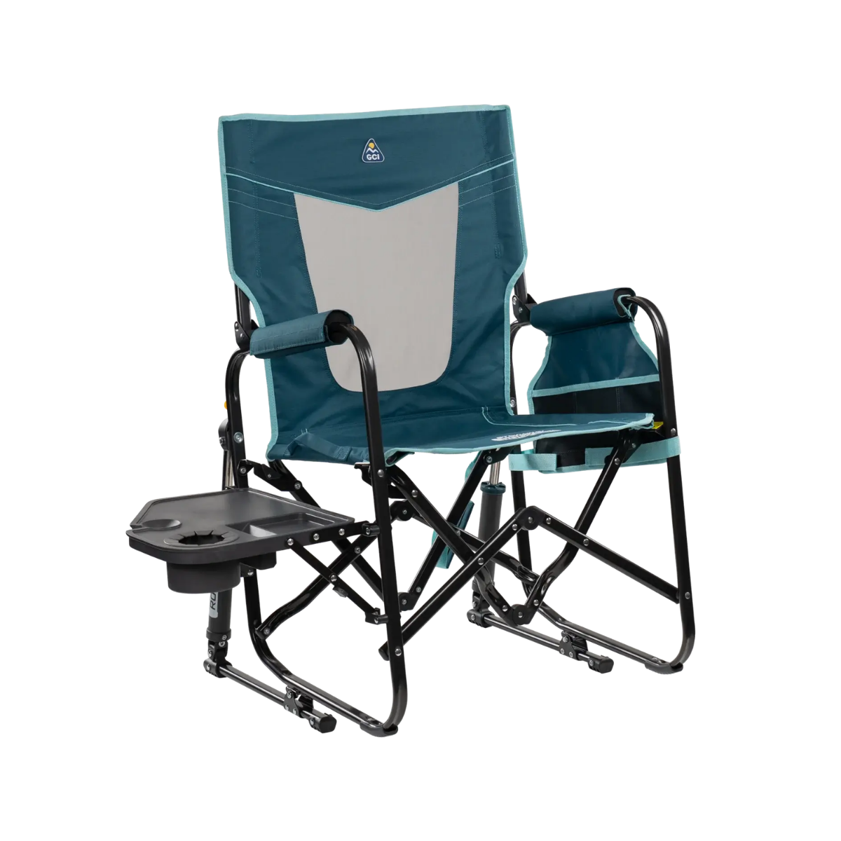 GCI OUTDOOR STOWAWAY ROCKER W/ SIDE TABLE TEAL