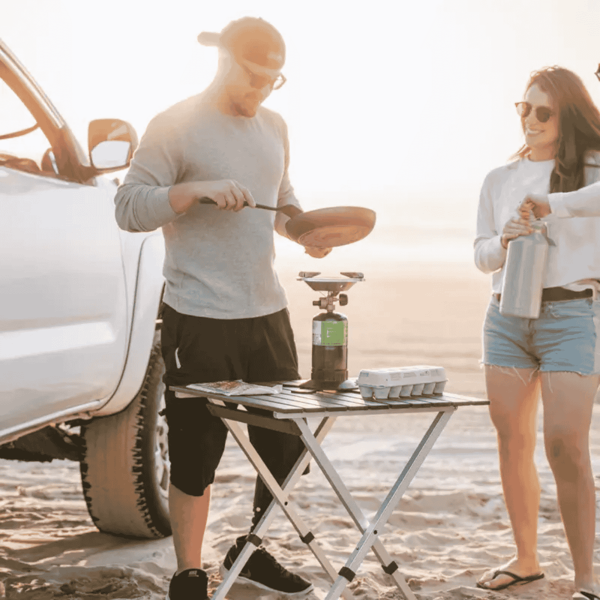 GCI OUTDOOR COMPACT CAMP TABLE 25™ - BLACK CHROME - LIFESTYLE 1