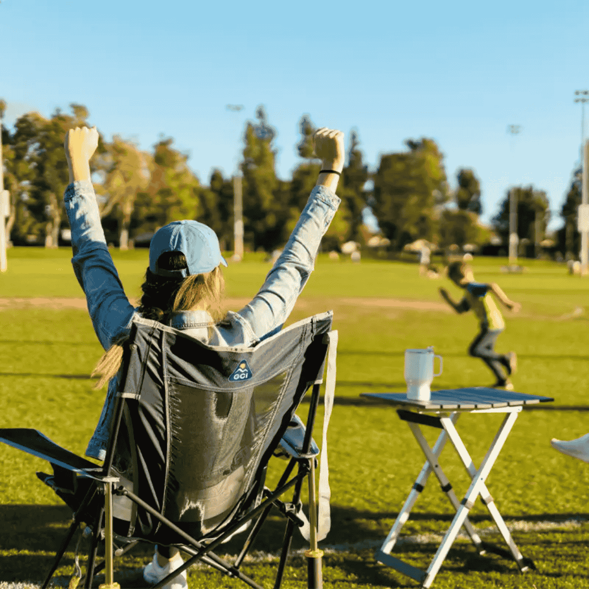 GCI OUTDOOR COMPACT CAMP TABLE 20™ - BLACK CHROME - LIFESTYLE 1