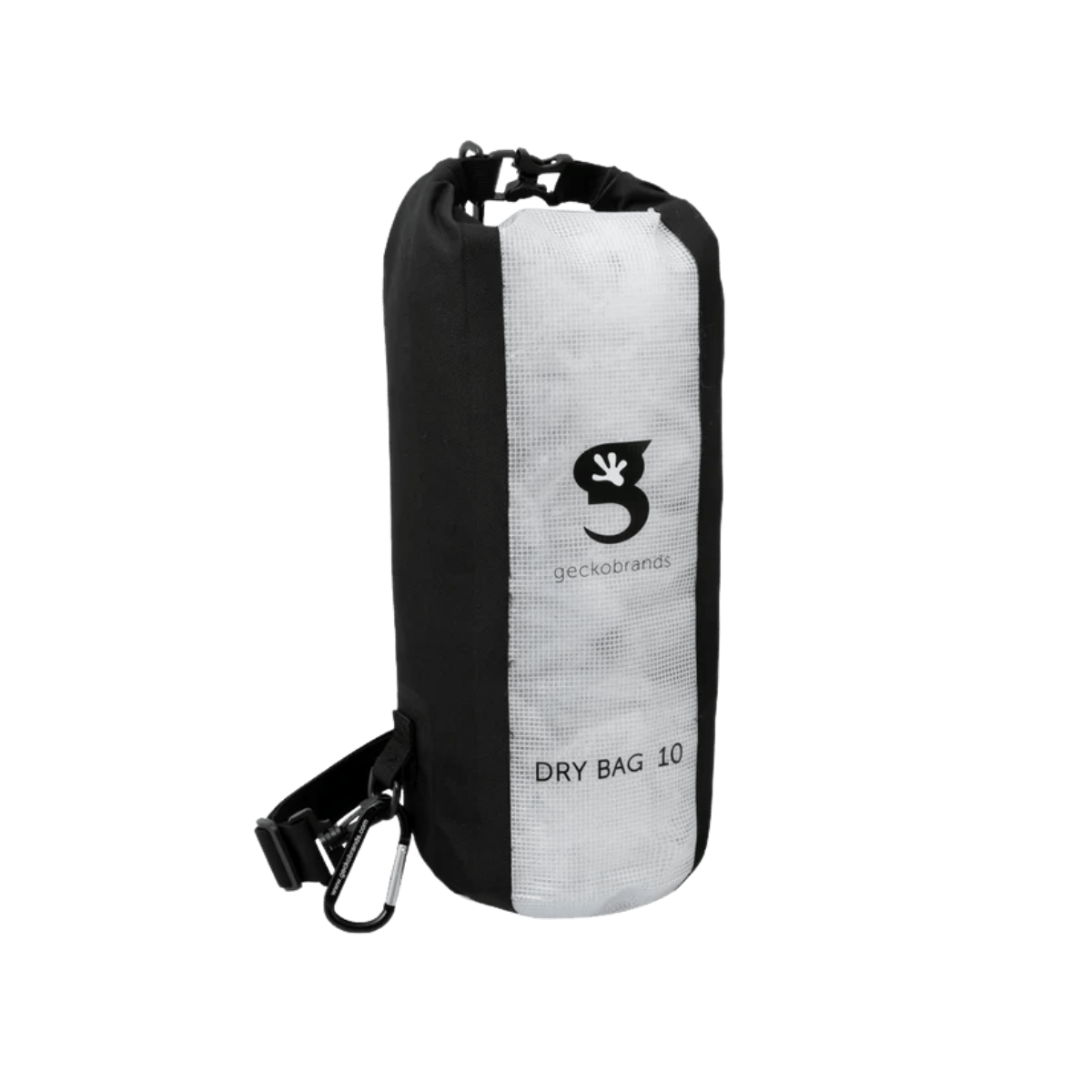 GECKO BRANDS DURABLE VIEW DRY BAG 10L - BLACK - LEFT SIDE VIEW