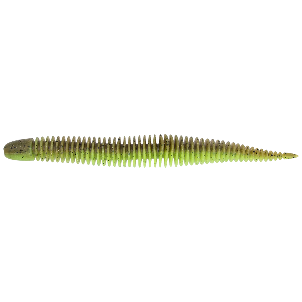 GEECRACK BELLOWS STICK WORM 5.8IN 6PK green pumpkin charteruse
