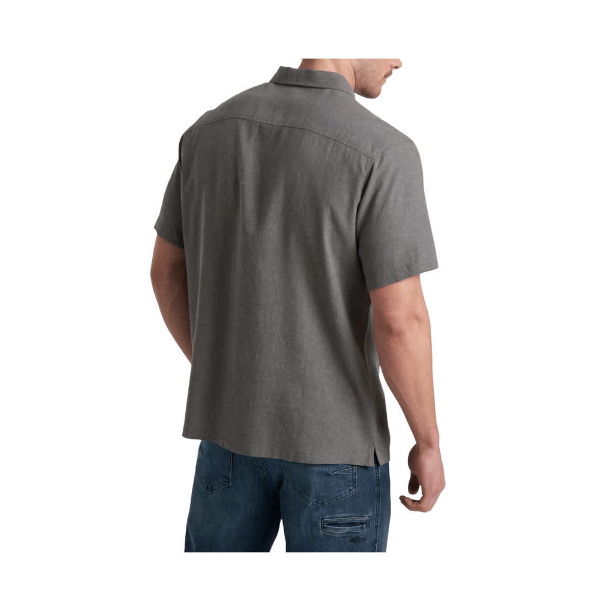 KUHL MEN'S GETAWAY SHORT SLEEVE - PEWTER GREEN - BACK VIEW
