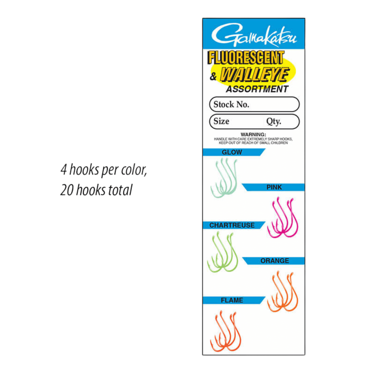 GAMAKATSU OCTOPUS HOOK 20PK - FLOURESCENT ASSORTMENT SIZE 4_1