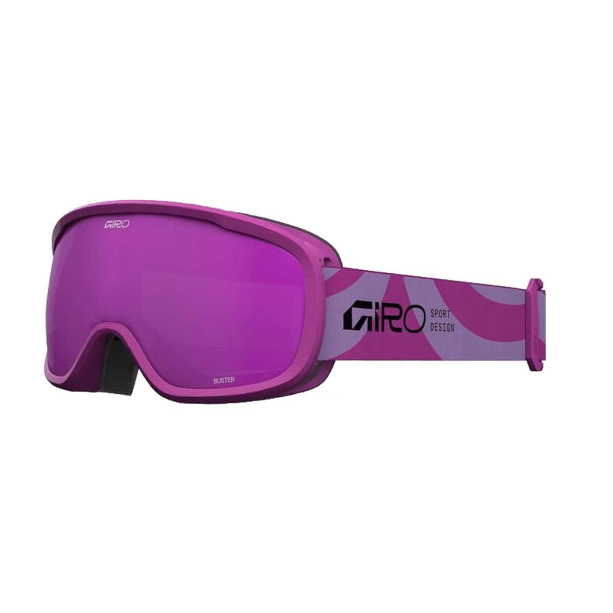 Pink ski goggles with 'Giro' branding on a white background
