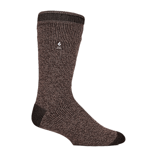 HEAT HOLDERS DOMINIC TWIST HEEL & TOE CREW SOCKS EARTH BROWN