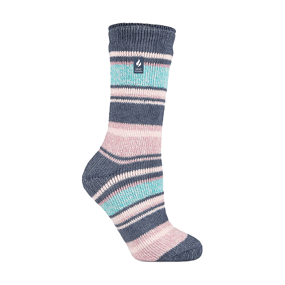 HEAT HOLDERS YASMINE MULTI STRIPE CREW SOCKS DENIM