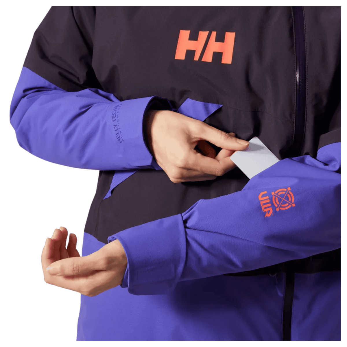 HELLY HANSEN WOMEN'S POWCHASER ASYMMETRIC SKI JACKET - BLACK GRAPE