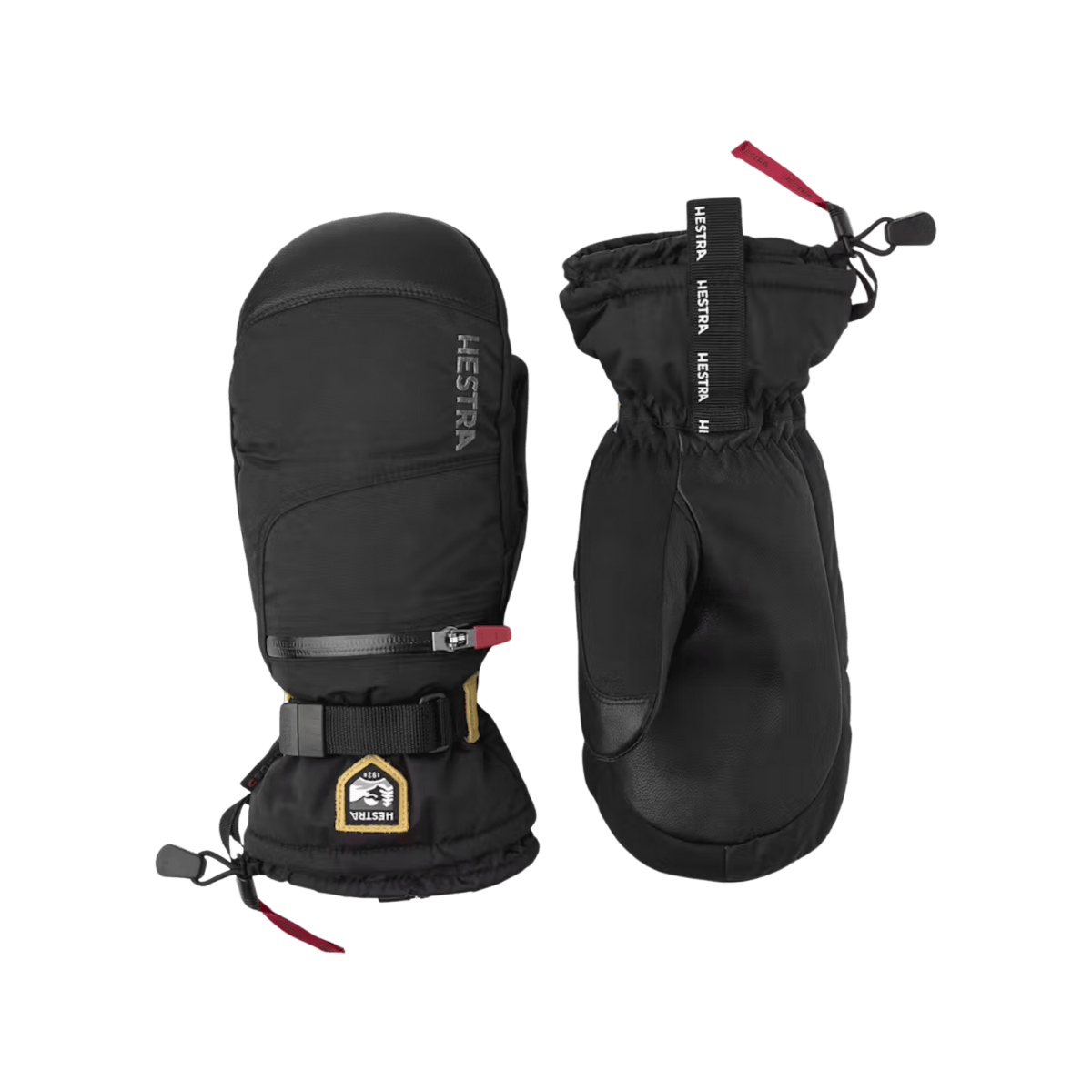 HESTRA MEN'S ALL MOUNTAIN CZONE MITT - BLACK - FRONT/BACK VIEW