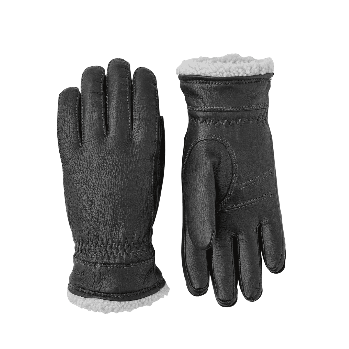 HESTRA WOMEN'S DEERSKIN PRIMALOFT - BLACK - FRONT/BACK VIEW