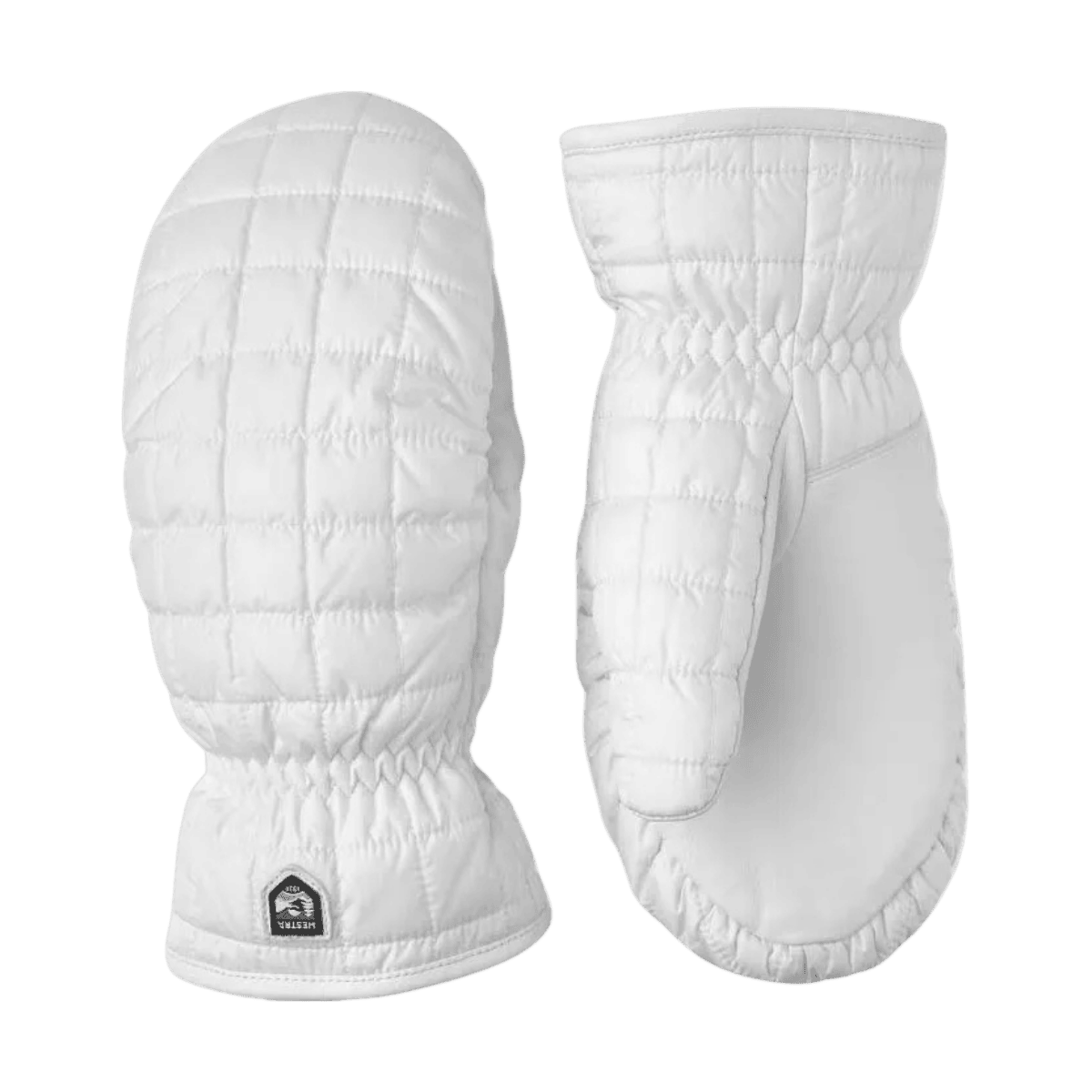 HESTRA WOMEN'S MOON LIGHT MITT - WHITE - FRONT/BACK VIEW