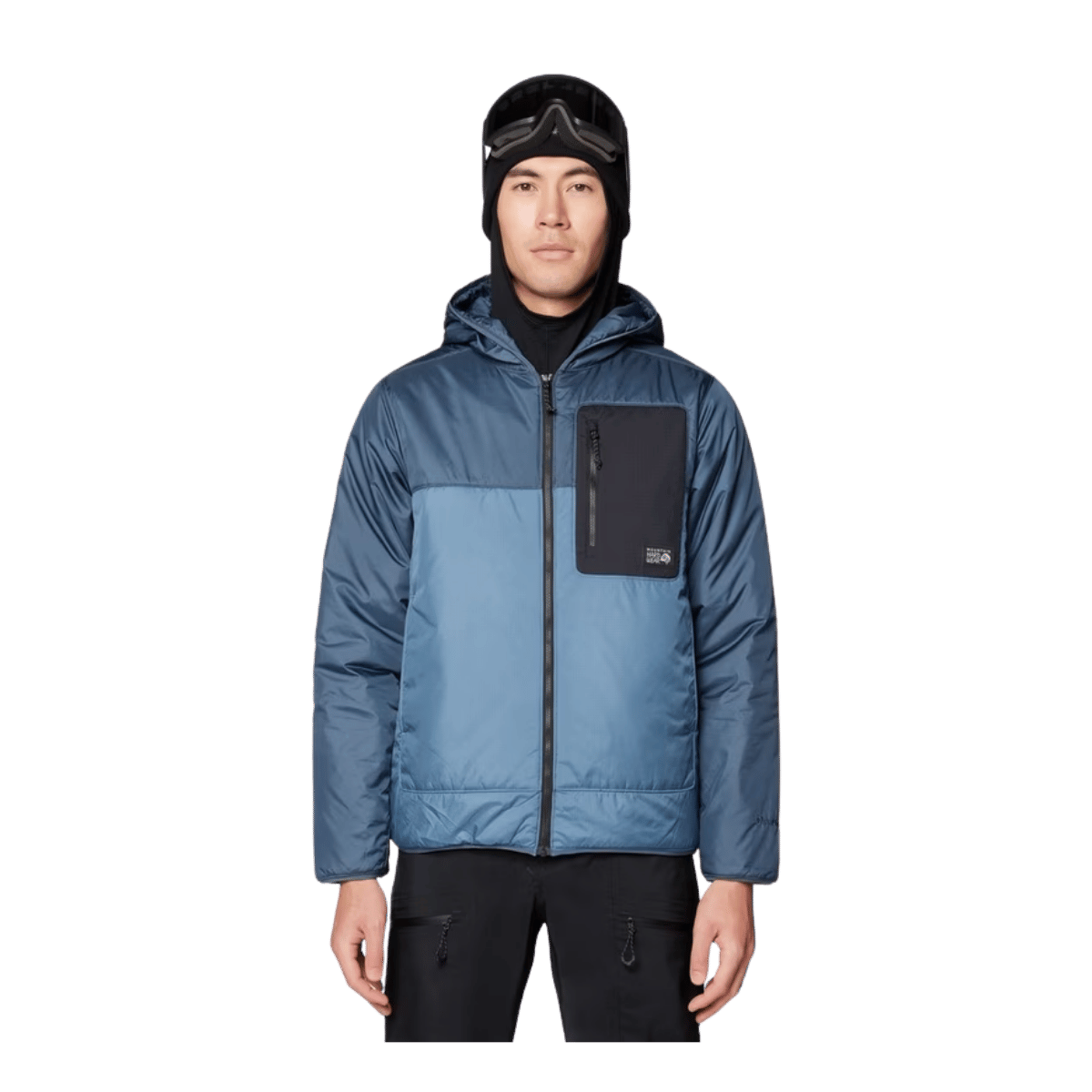 MOUNTAIN HARDWEAR MEN'S APRES PRO INS HOODED JACKET - BLUE/BLUE/BLACK