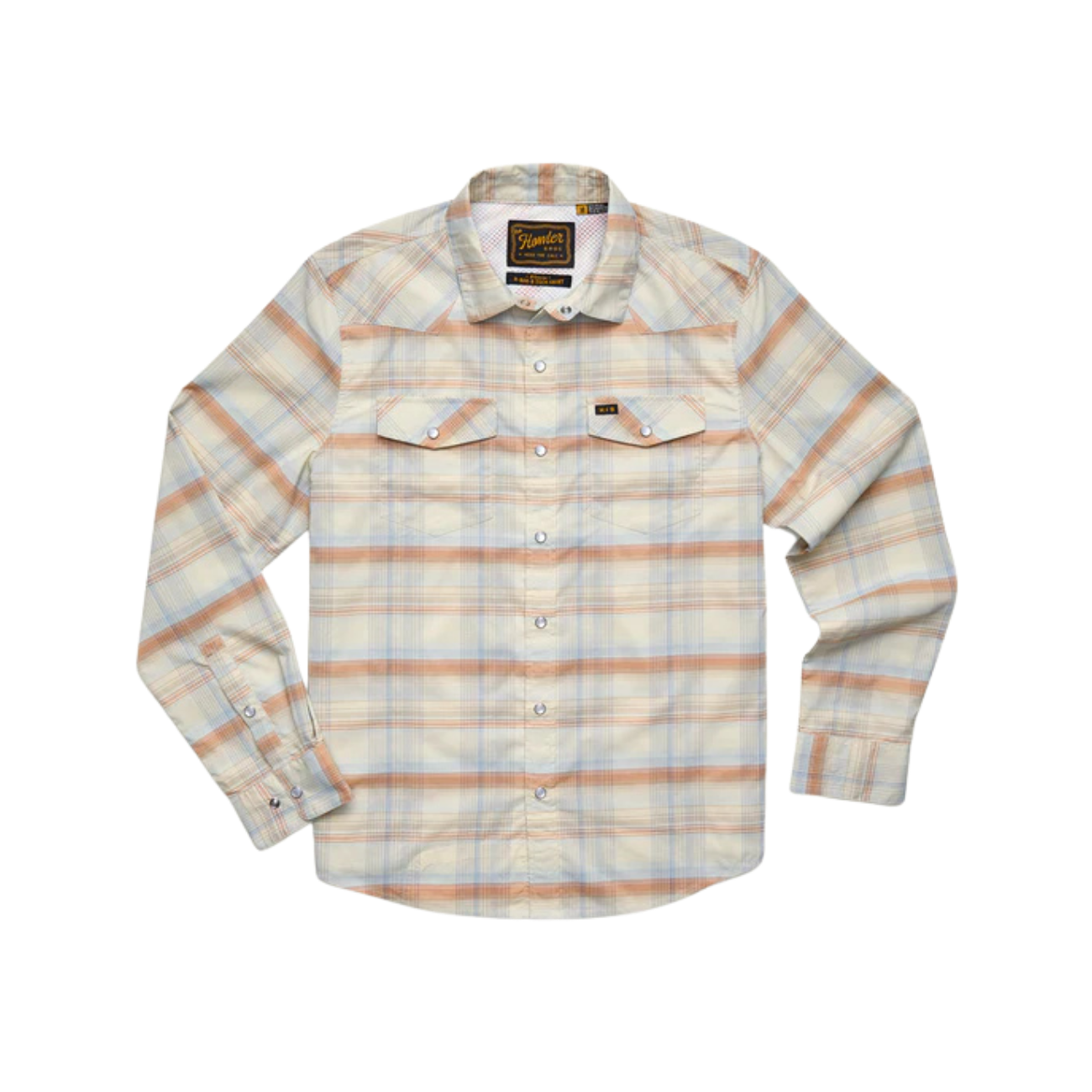 HOWLER BROTHERS H BAR B TECH LONGSLEEVE CAMERON PLAID CREAM