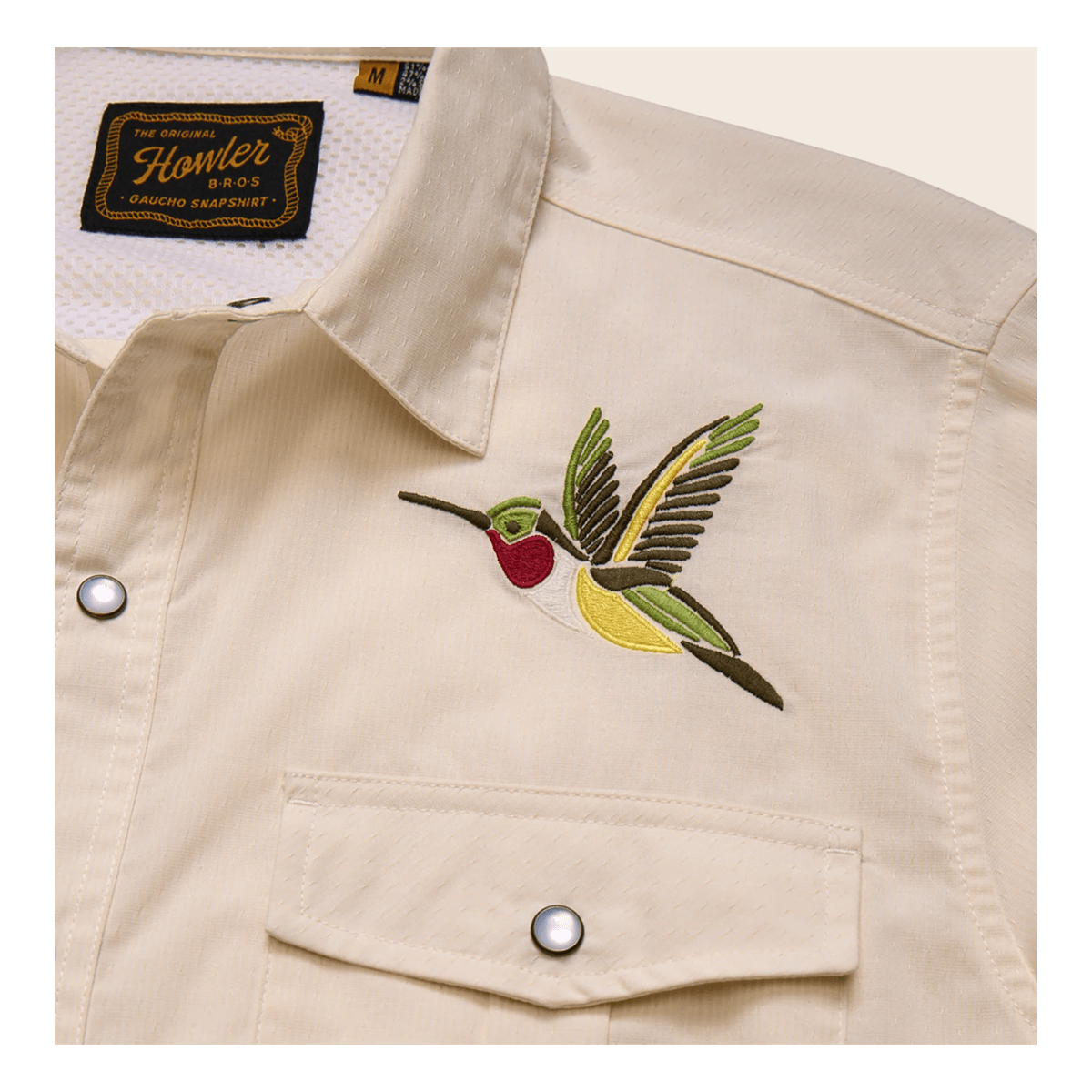 HOWLER BROTHERS GAUCHO SNAPSHIRT - NECTAR SEEKERS - EMBROIDERY CLOSE-UP