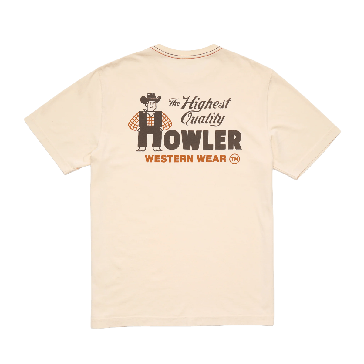 HOWLER BROTHERS H-MAN WESTERN WEAR COTTON T-SHIRT - NATURAL - BACK GRAPHIC VIEW