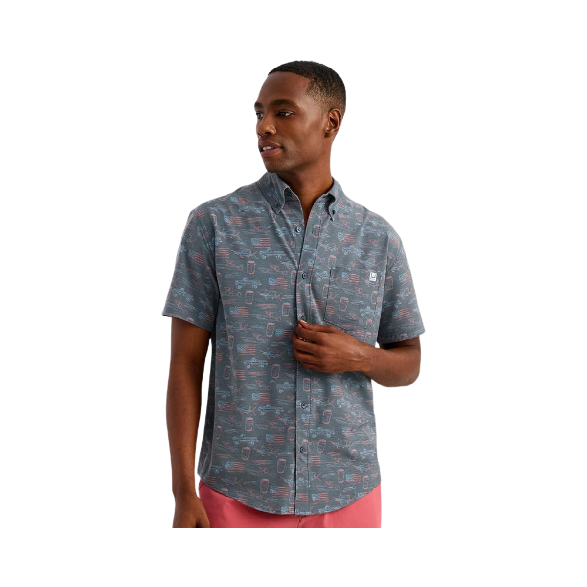 HUK KONA KC PRINTED SHIRT SEA STORM