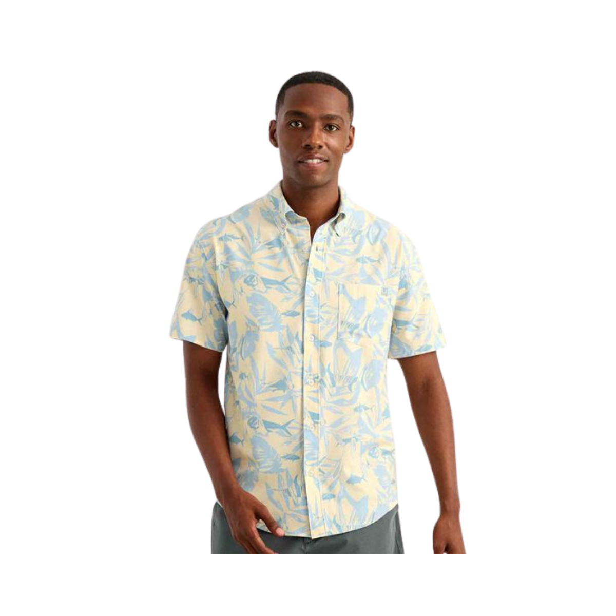 HUK KONA PRINTED S/S SHIRT OYSTER GREY
