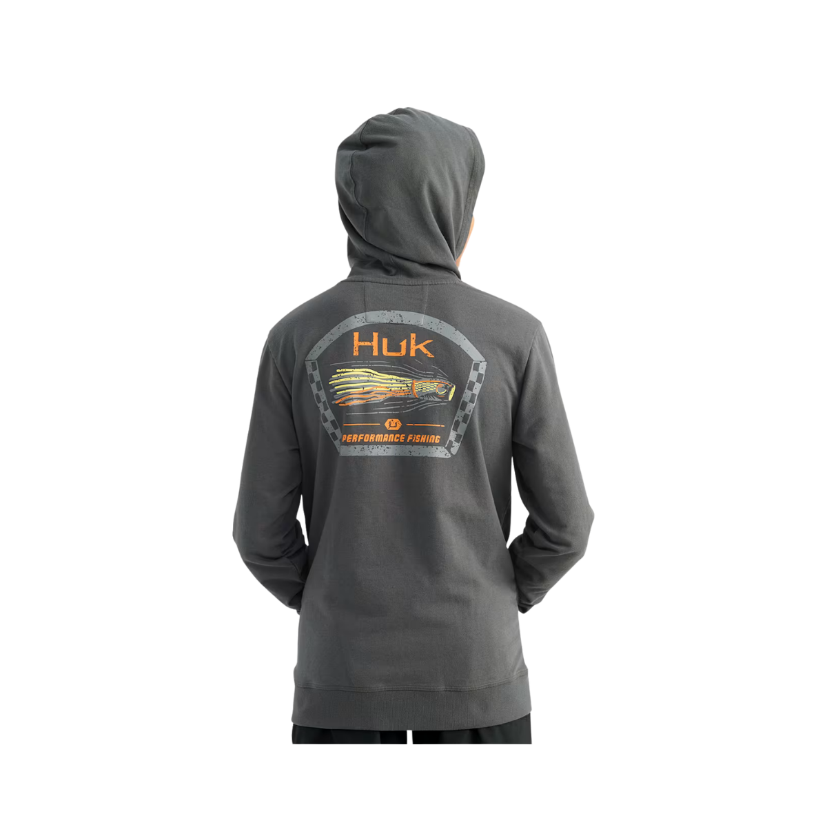 HUK YOUTH FAST BADGE TERRY HOODIE BACK VIEW