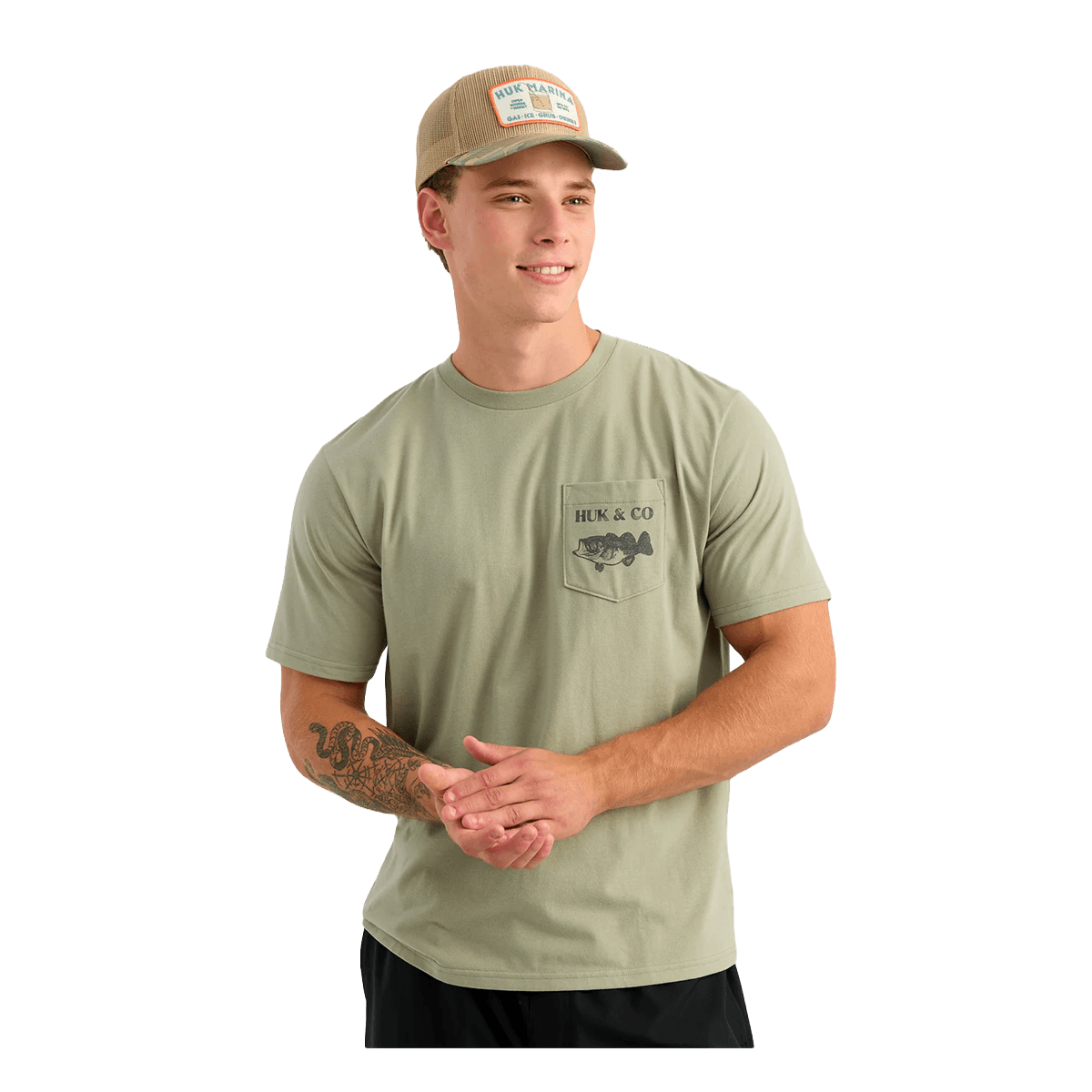 HUK HUK AND CO TEE - SEAGRASS - FRONT VIEW