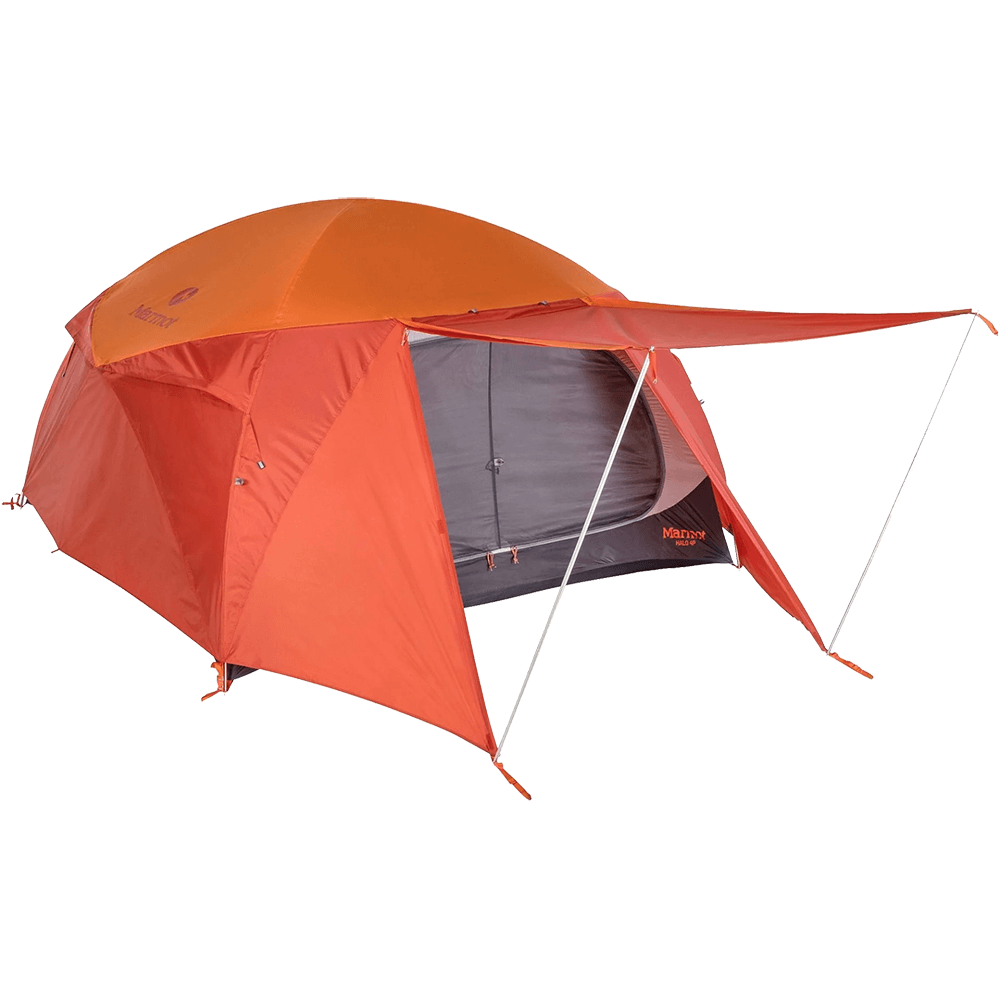 halo 4 person tent with the front rain fly set up
