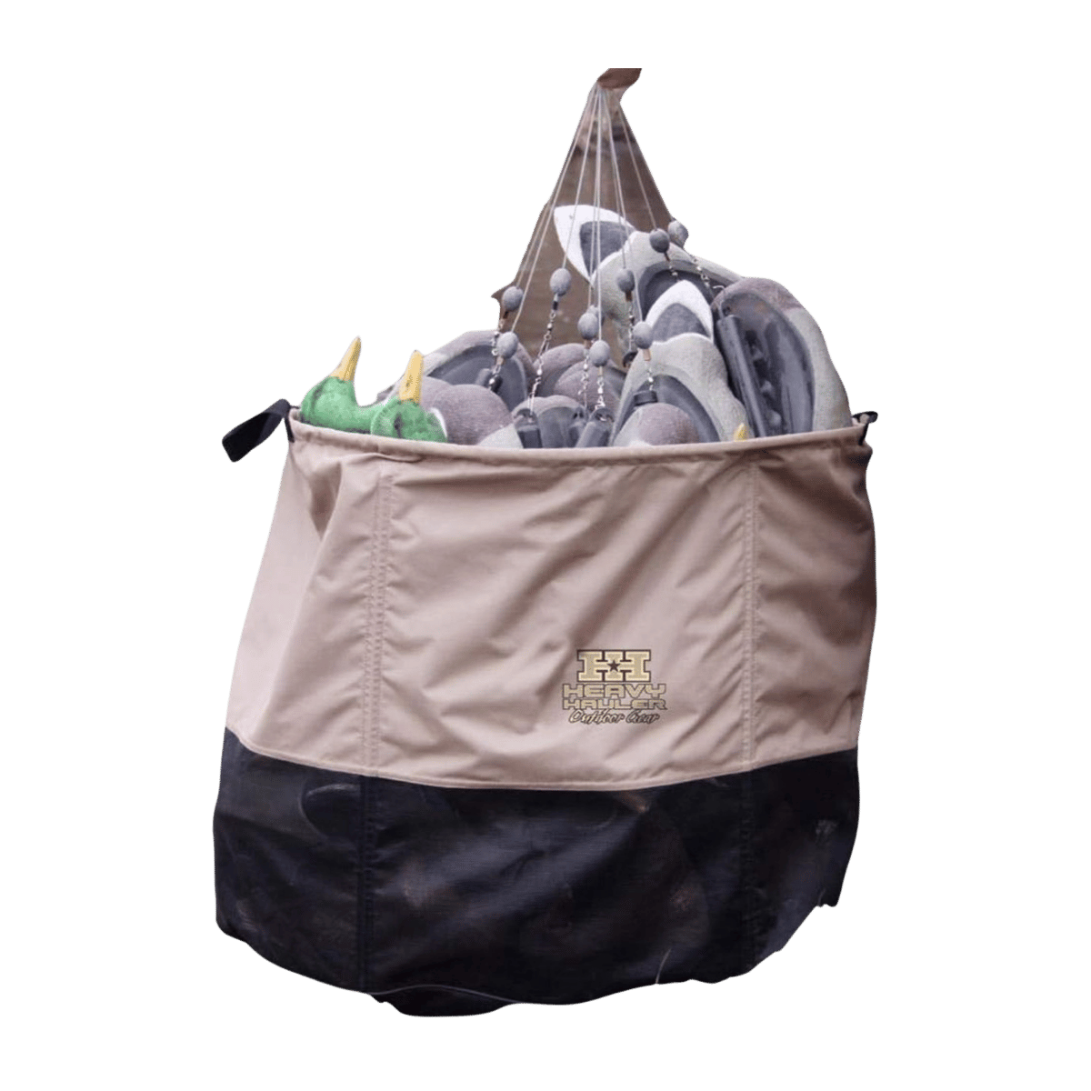 HEAVY HAULER BIG TOP DECOY BAG - KHAKI - FRONT ANGLE/IN USE VIEW