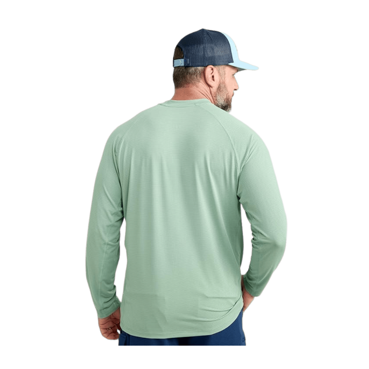 HUK MEN'S A1A CREW SHIRT - FOG GREEN - BACK VIEW