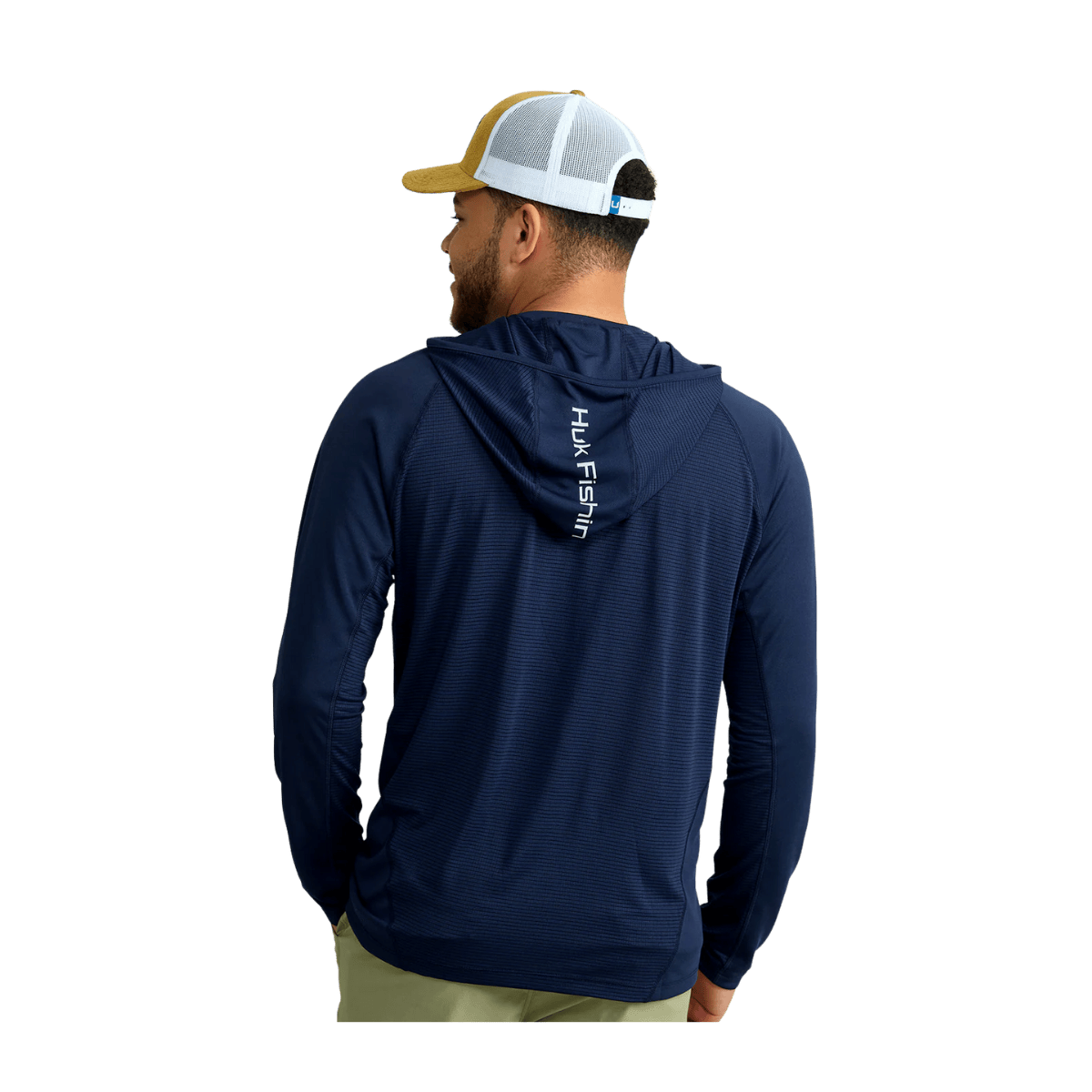 HUK MEN'S ICON PERFORMANCE HOODIE - NAVAL ACADEMY - BACK VIEW