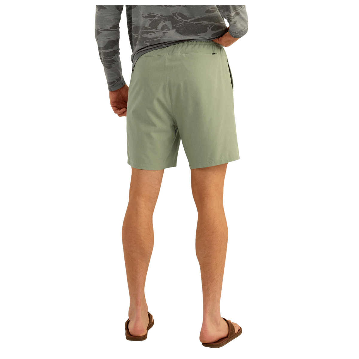 HUK MEN'S LEEWARD SHORT - FOG GREEN HEATHER - BACK VIEW