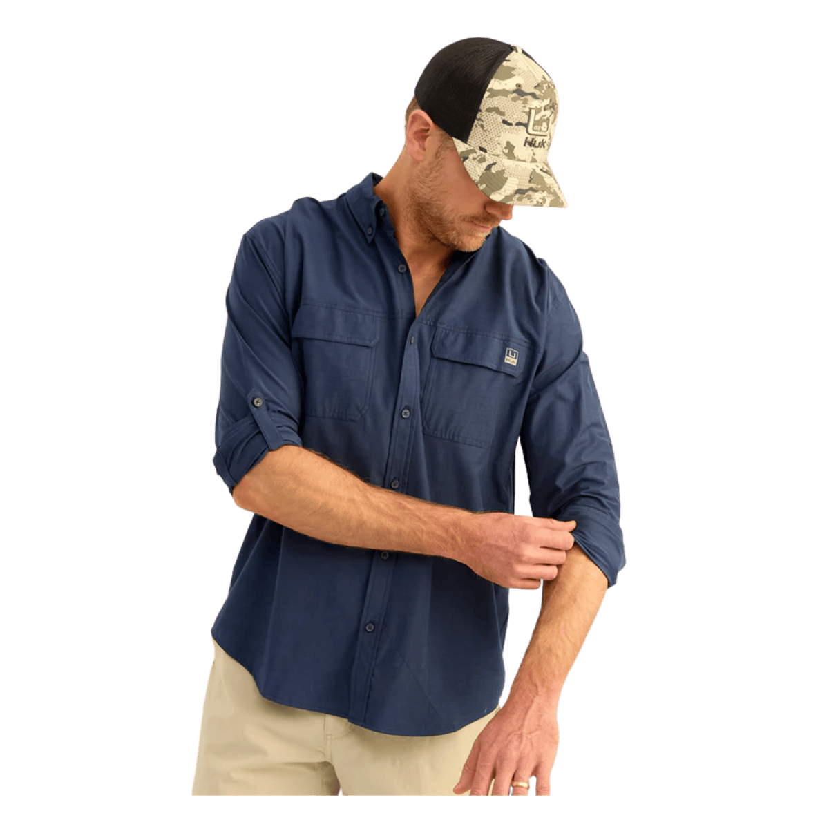 HUK MEN'S NEXT LEVEL LONG-SLEEVE BUTTON-DOWN SHIRT – NAVAL ACADEMY - FEATURING VIEW